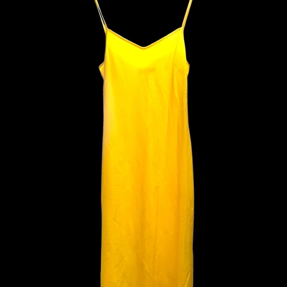 Lauren By Ralph Lauren Canary  Yellow Midi Slip Dress - Picture 2 of 3